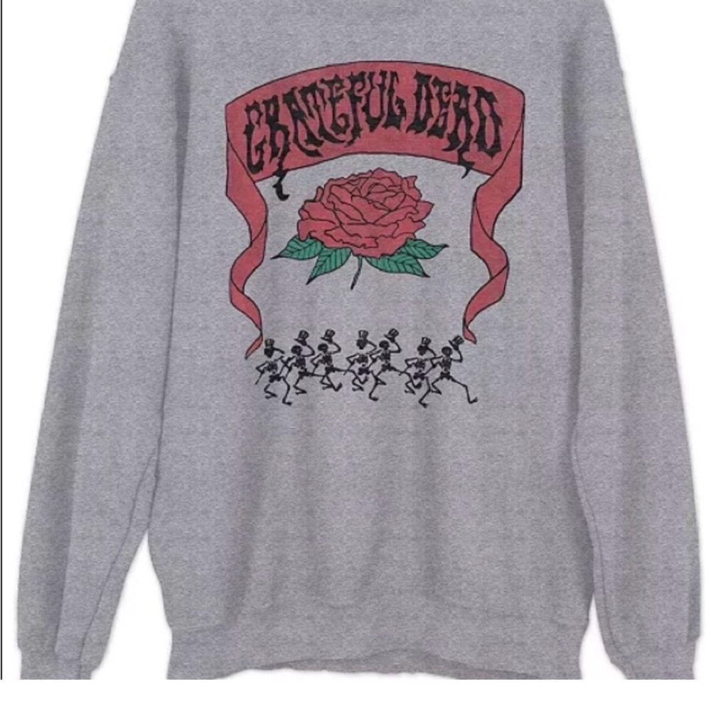 Grateful Dead Junk Food Clothing Gray Sweatshirt with Roses